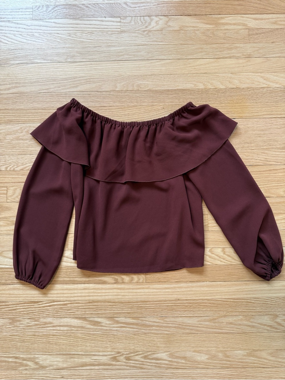 Wilfred Burgundy Off-Shoulder Ruffle Blouse